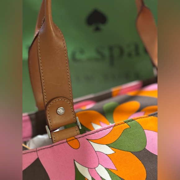 Kate Spade Brown Canvas Tote with Floral Design - Picture 9 of 16